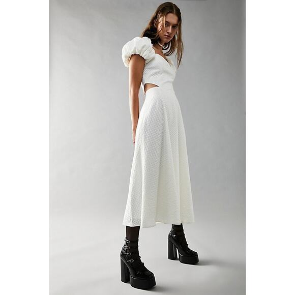 New FREE PEOPLE x ELLIATT Marlberry Midi Dress $353 SMALL White SEQUINED Cutout - Picture 1 of 2